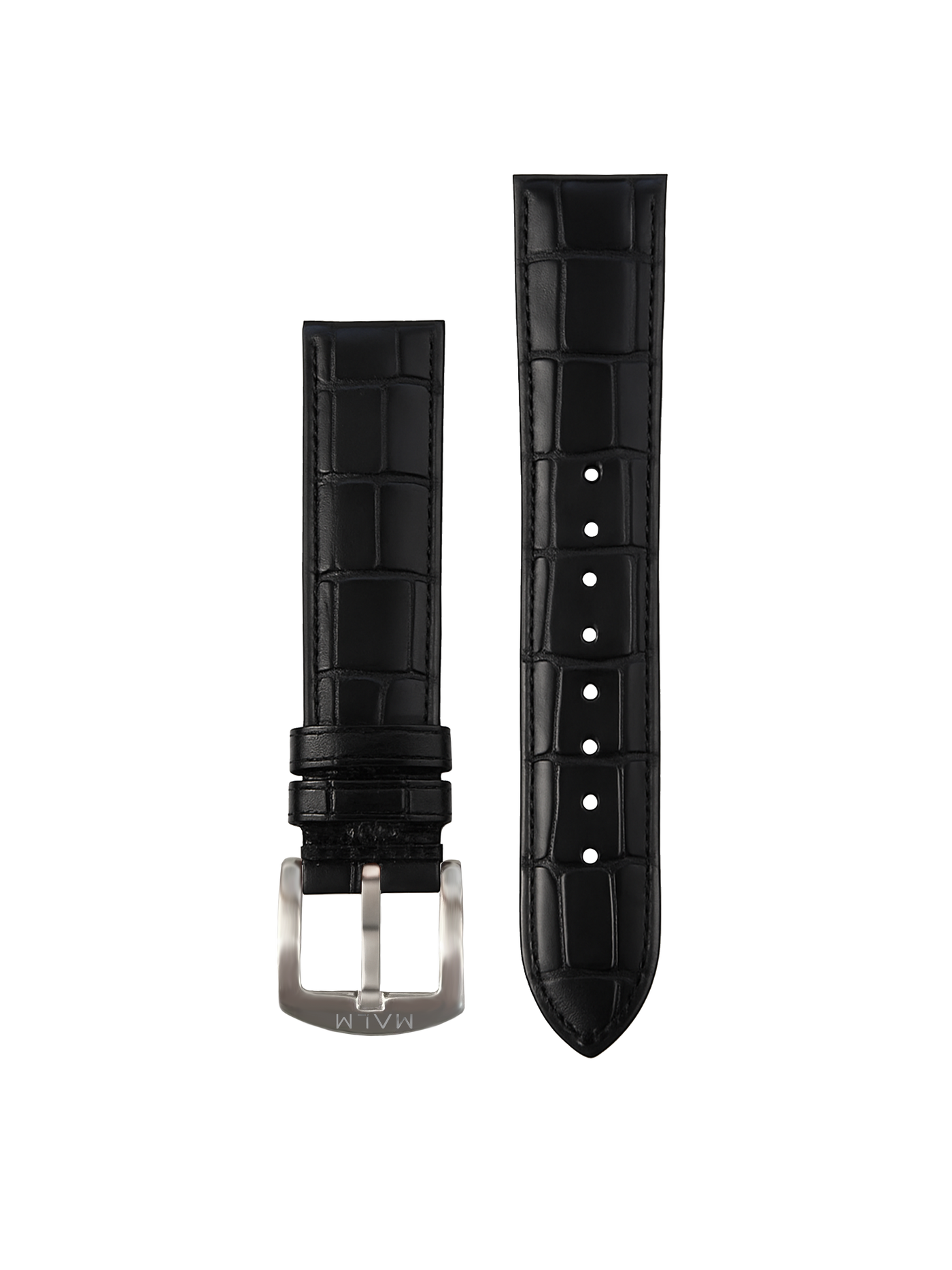 Black Croco Leather Strap 20 mm