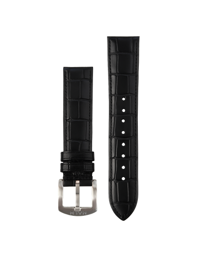 Black Croco Leather Strap 20 mm