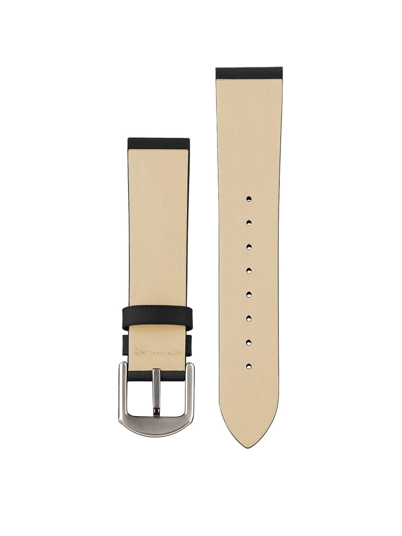 Black Flat Top Leather Strap 20 mm