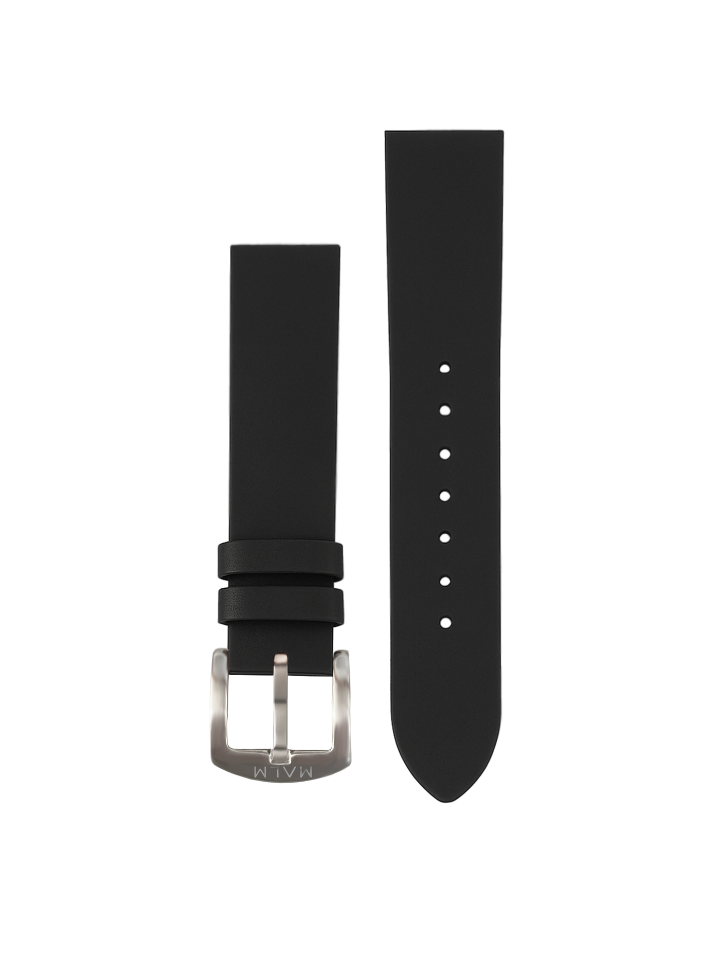 Black Flat Top Leather Strap 20 mm