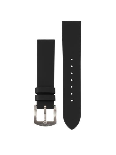 Black Flat Top Leather Strap 20 mm