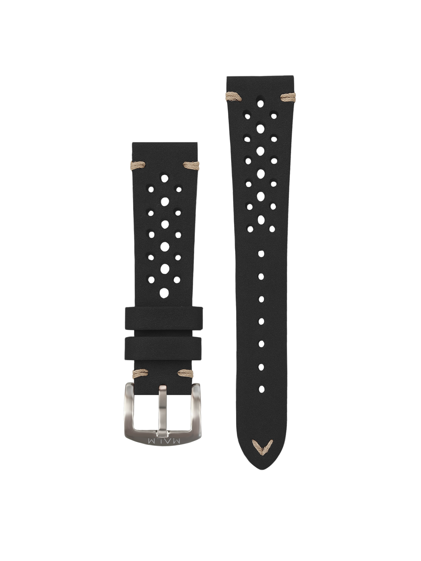 Black Racing Leather Strap 20 mm