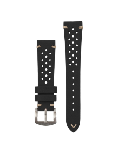 Black Racing Leather Strap 20 mm